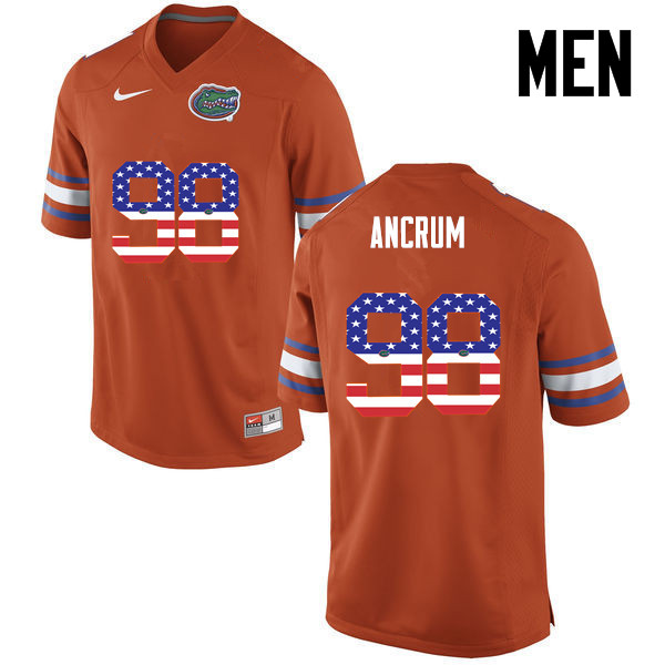 Men Florida Gators #98 Luke Ancrum College Football USA Flag Fashion Jerseys-Orange - Click Image to Close